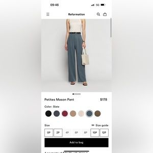 Reformation petite mason pants in slate